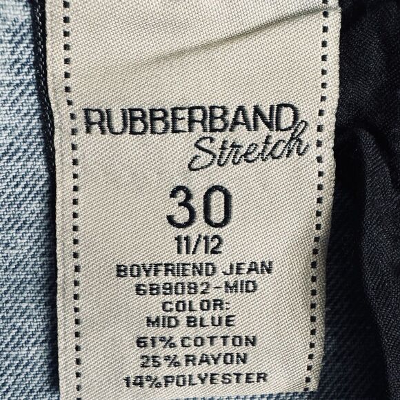 Rubberband Boyfriend Jeans 11/12 (32x26) Blue Stonewash Distressed Denim Juniors - Picture 5 of 9